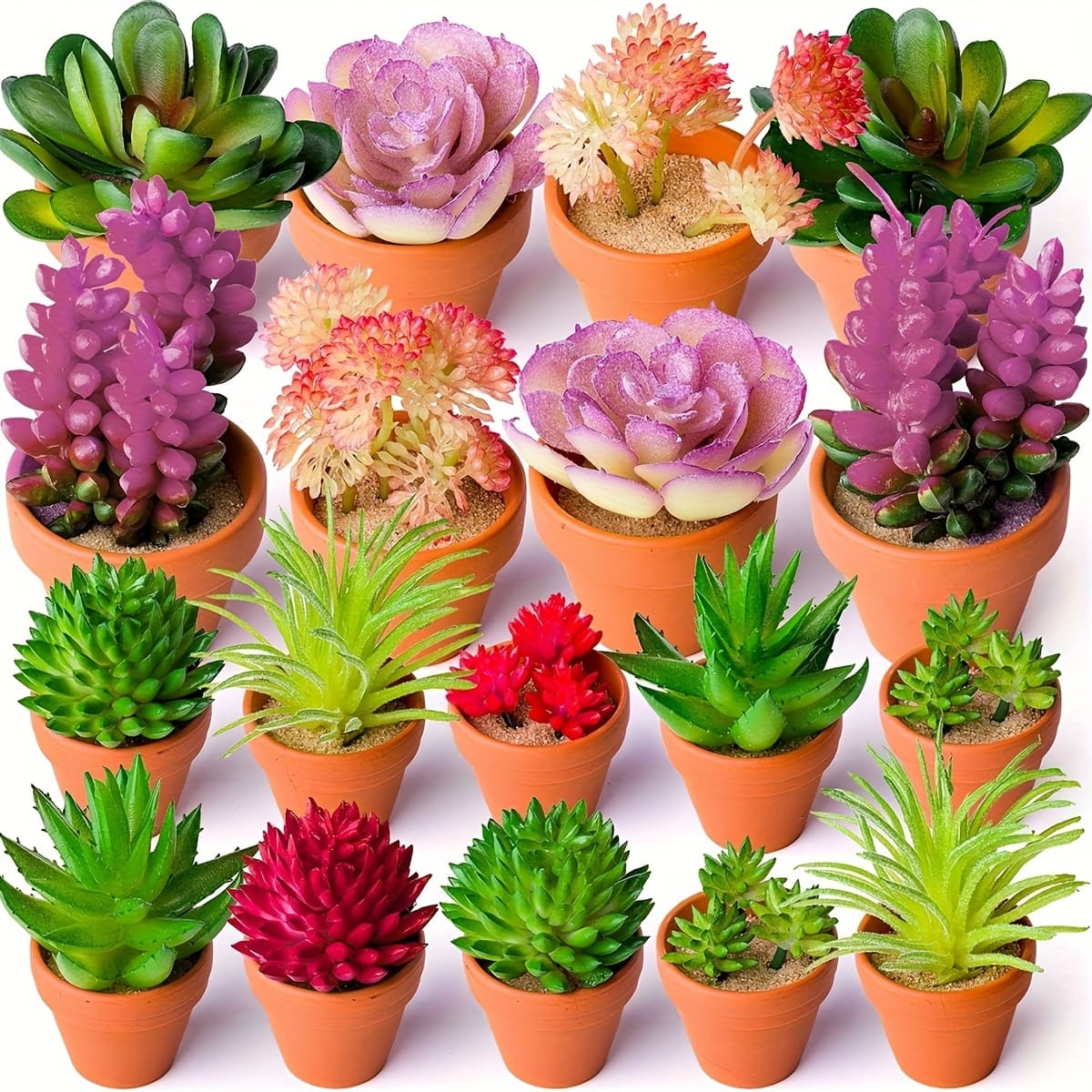 27-Piece Realistic Unpotted Mini Artificial Succulents Set